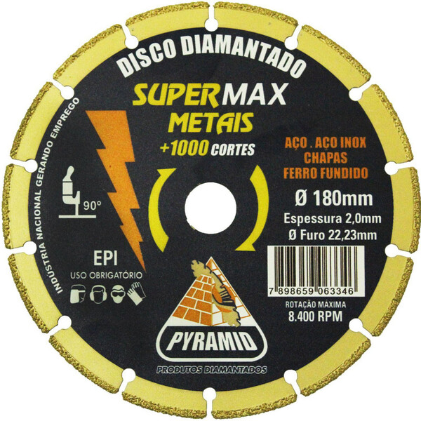 Disco Diamantado Supermax Metais 180mm - Pyramid - Modelo: Py