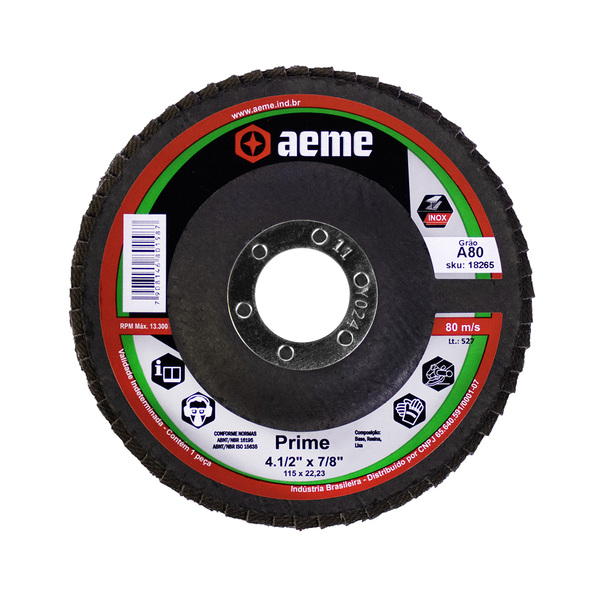 Disco Flap Aeme Prime Fibra Angular Óxido De Alumínio 4.1/2"