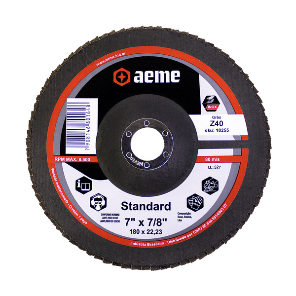 Disco Flap Aeme Standard Fibra Angular Zircônio 7" (180mm) -