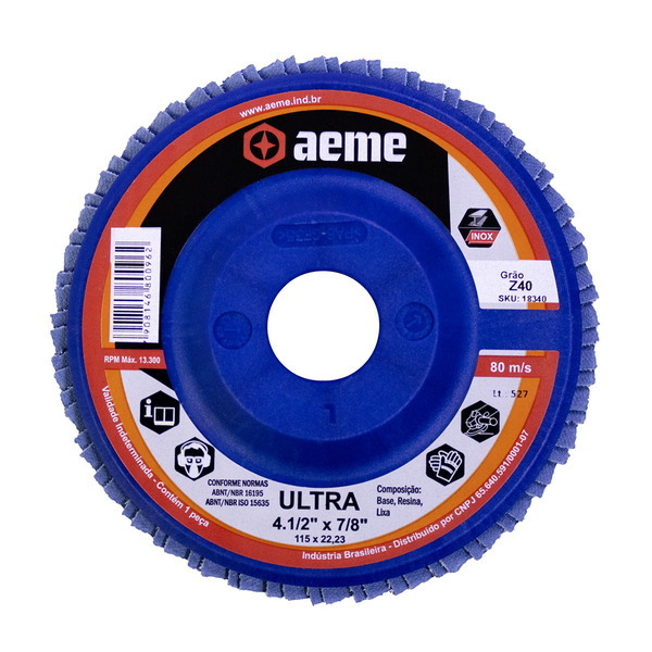 Disco Flap Aeme Ultra Nylon Reto Zircônio 4.1/2" (115mm) - 40
