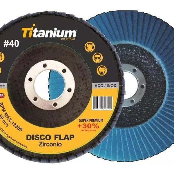 Disco Flap De Zircônio De 4.1/2 Pol. Grão 40 - Titanium