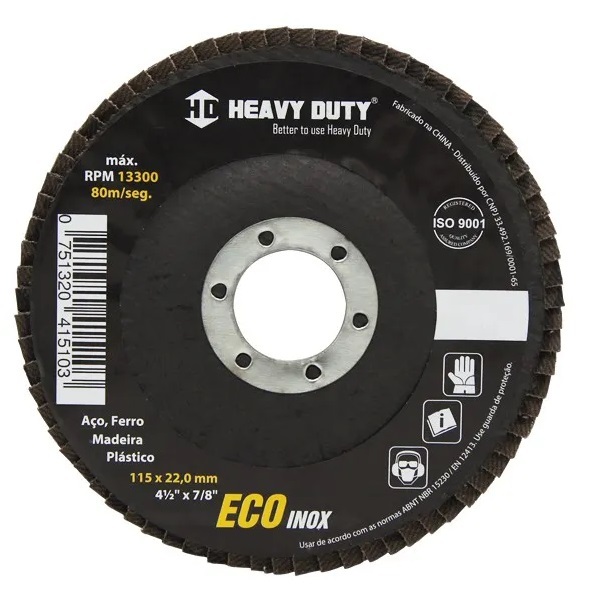 Disco Flap Ecoinox Fibra Conico 4.1/2 Grana 120 - 100 Unidades