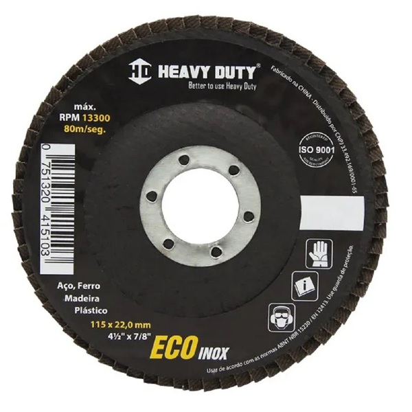 Disco Flap Ecoinox Fibra Conico 4.1/2 Grana 80 - 25 Unidades