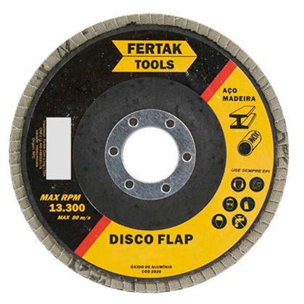 Disco Flap Fertak Cônico 115x22,23mm Grão 80 Embalagem Com 10