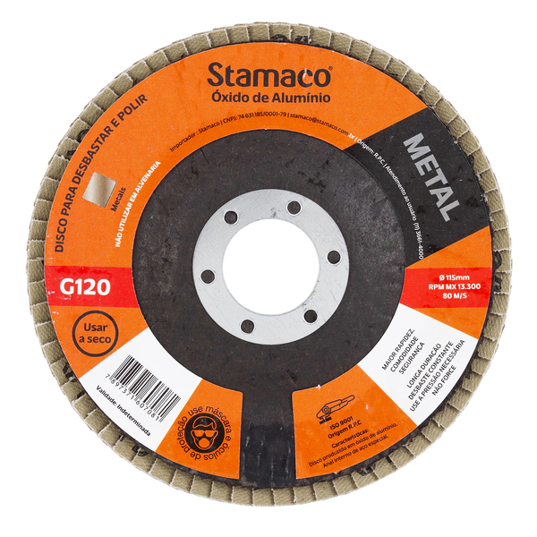 Disco Flap para Metal Grão 120 115mm 4.1/2" 1 unidade Stamaco