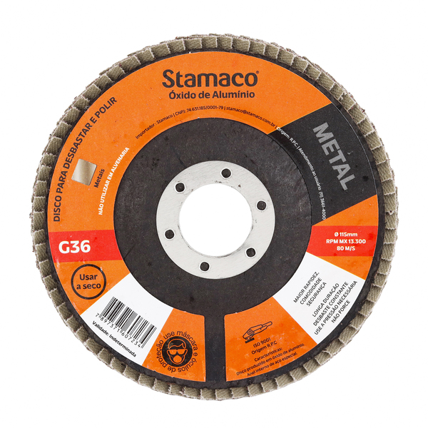 Disco Flap para Metal Grão 36 115mm 4.1/2" 1 unidade Stamaco
