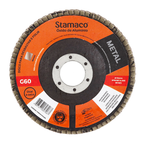 Disco Flap para Metal Grão 60 115mm 4.1/2" 1 unidade Stamaco