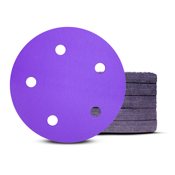 Disco Lixa Pluma Papel Cerâmico 125mm (5 Pol) 5 Furos 50 Unid