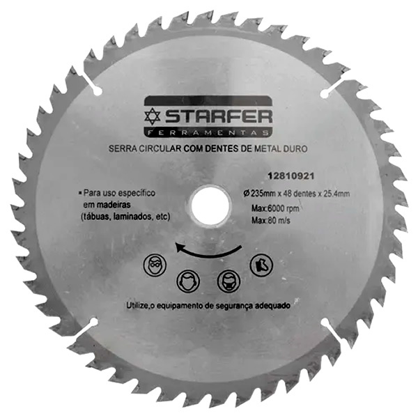 Disco P/ Serra Circular 9.1/4" - 48 Dentes - Furo 25 Mm