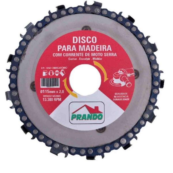 Disco Prando Para Madeira Com Corrente De Motoserra 115 Mm