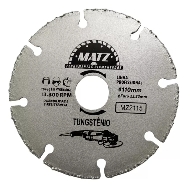 Disco Segmentado Tungstênio Esmerilhadeira 110x22,23mm Matz
