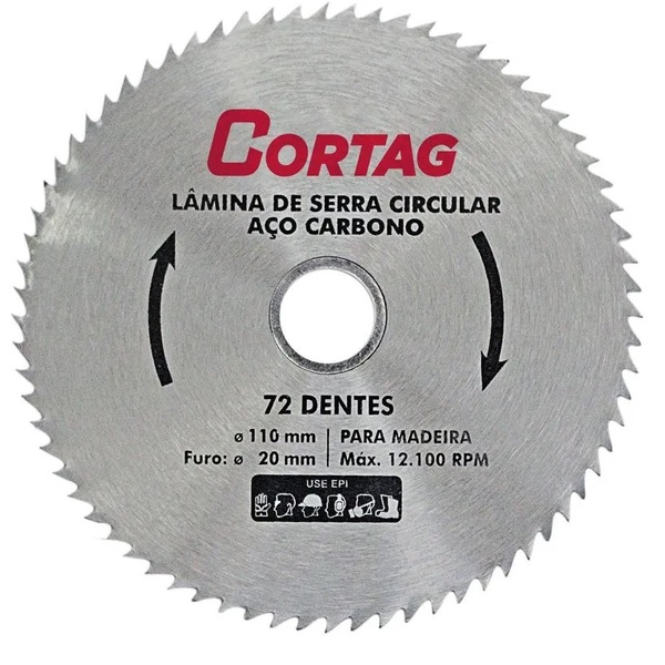 Disco Serra / Madeira Circular Aço Carbono 110mm Cortag - Uni