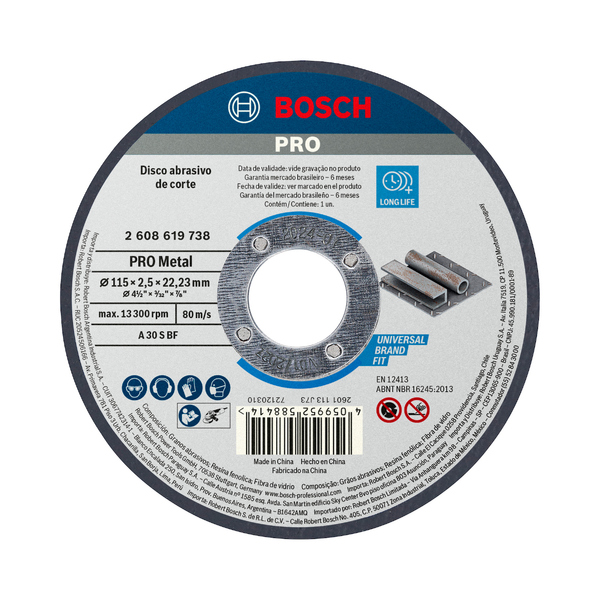 Discos de Corte Para Metal 115mm Centro Reto Standard Bosch