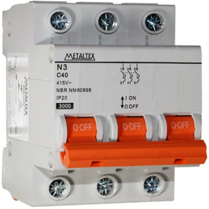 Foto de Disjuntor 3ka 3 Polos Curva C 40a N3-3c40 - Metaltex