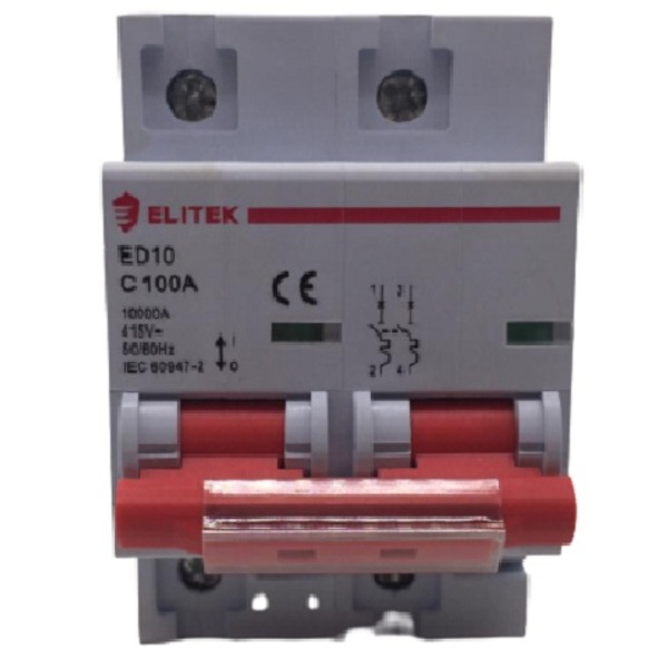 Disjuntor Bipolar 100a 2p Curva C 10ka Elitek