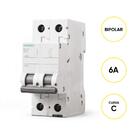 Disjuntor Bipolar 2p 6a Curva C Din Siemens 5sl1 206-7mb