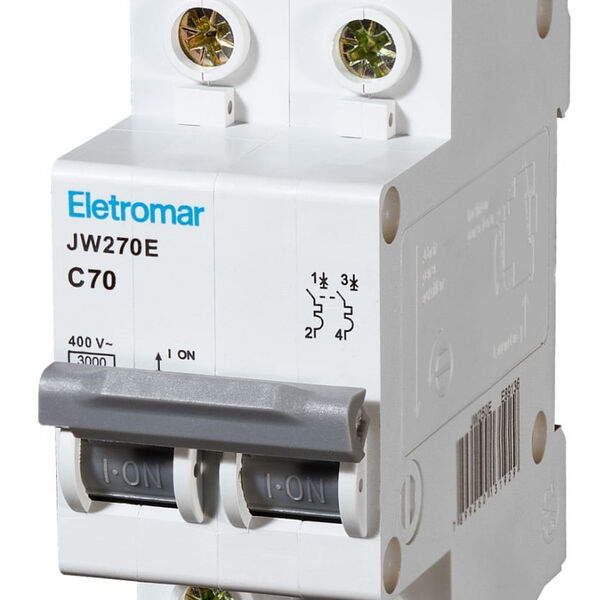 Disjuntor Bipolar/bifásico P2 Din Curva C Jw - Eletromar 40a