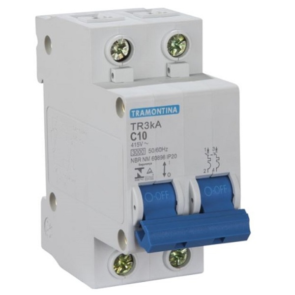 Disjuntor Din Tr3ka Bipolar C 10a Tramontina - Unico