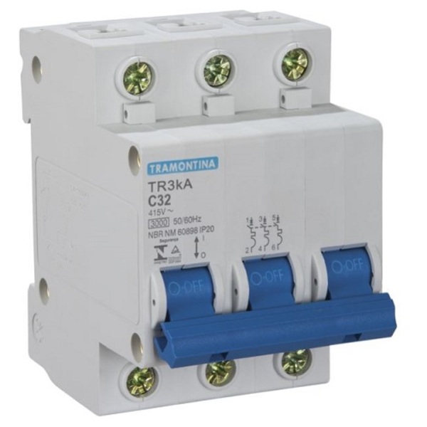 Disjuntor Din Tr3ka Tripolar C 32a Tramontina - Unico