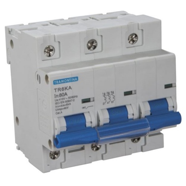 Disjuntor Din Tr6ka Tripolar C 80a Tramontina - Unico