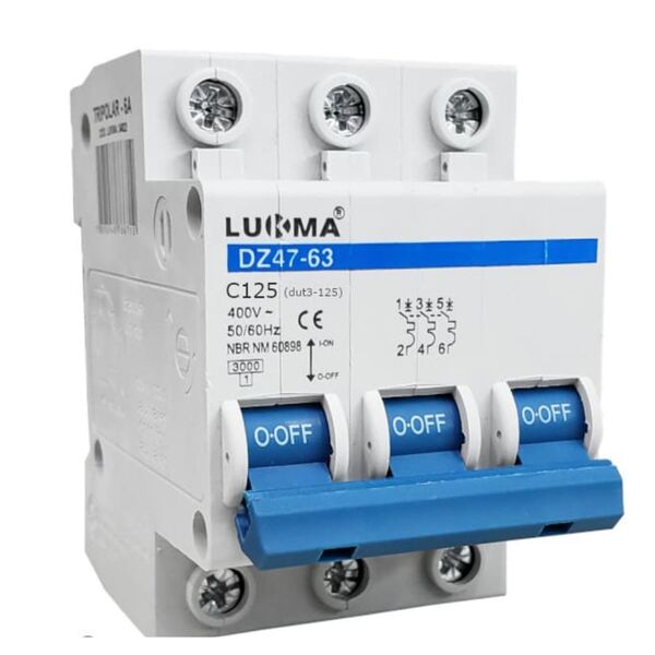 Disjuntor Din Tripolar 125A Para Proteção De Circuitos Trifás