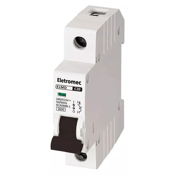 Disjuntor Din Unipolar Monopolar Eaton Eletromec 1p 20a Elmd-