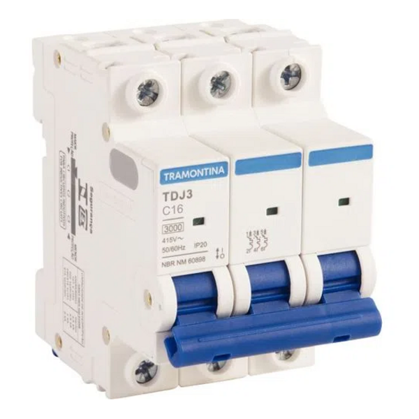 Disjuntor Tdj3 Tripolar C 16a 3ka Tramontina - Unico