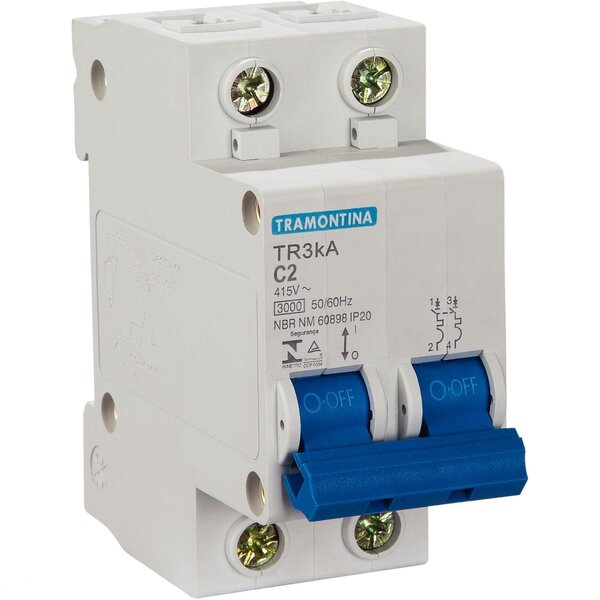 Disjuntor Tr3ka 2 P 2 A Curva C Tramontina