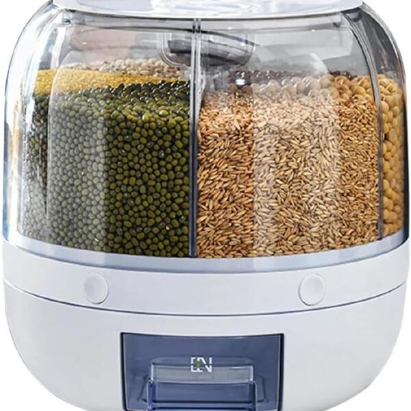 Dispenser Cereais Giratório Com 6 Divisões Acrílico Moderno