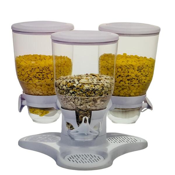 Dispenser De Cereais Triplo Giratorio Porta Mantimentos E Ali