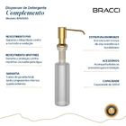 Dispenser De Detergente Dourado Escovado