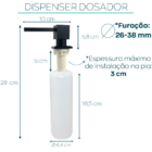 Dispenser Detergente Preto Fosco Inox Quadrado 500ml De Embut