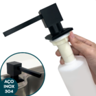 Dispenser Detergente Preto Fosco Inox Quadrado 500ml De Embut