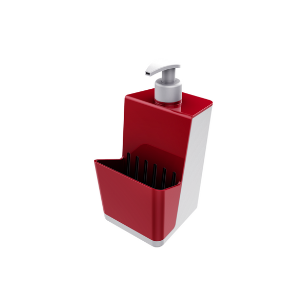 Dispenser Para Detergente De Pia 500ml Branco E Vermelho