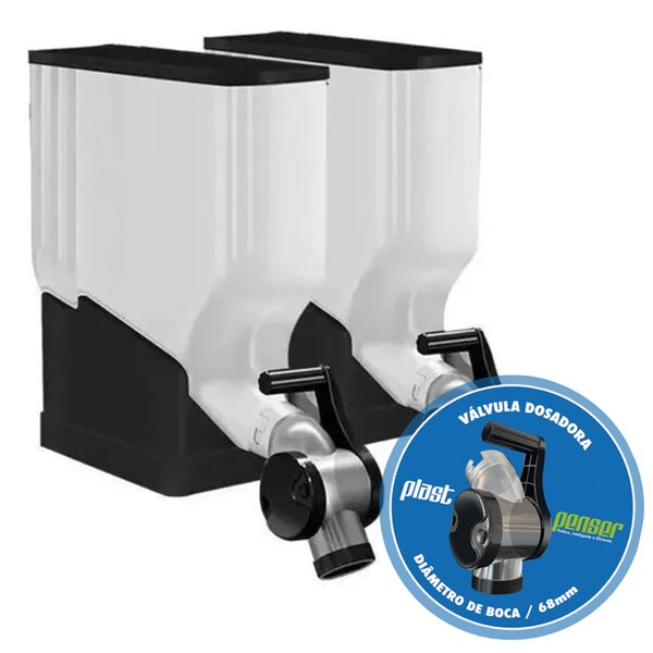 Dispenser Porta Armazenamento Cereais Ração 2 Modulos 20l Pla