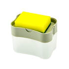 Dispenser Sabão 2x1 Porta Detergente E Bucha Esponja Cinza