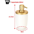 Dispenser Sabonete Branco E Dourado Arthi 500ml