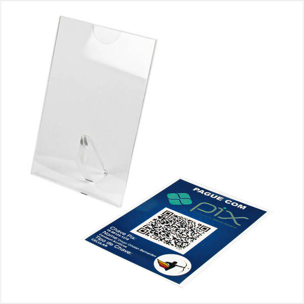 Display L Expositor Acrílico 10x15cm Cardápio Pix Qrcode.