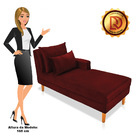 Divã Chaise Chloe 160 Cm Veludo Marsala Pés Chanfrado Castanh