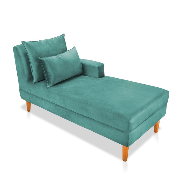 Divã Chaise Chloe 160 Cm Veludo Pés Chanfrado Castanho - D'ro