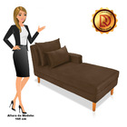 Divã Chaise Chloe 160 Cm Veludo Pés Chanfrado Castanho - D'ro