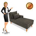 Divã Chaise Chloe 160 Cm Veludo Pés Chanfrado Castanho - D'ro