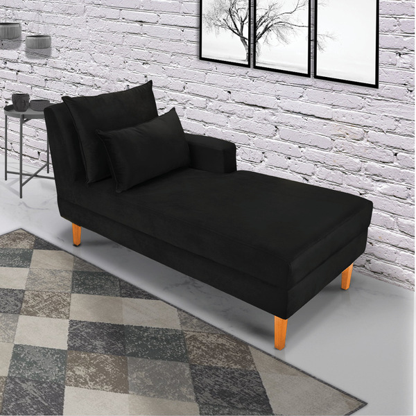 Divã Chaise Chloe 160 Cm Veludo Pés Chanfrado Castanho M11 -