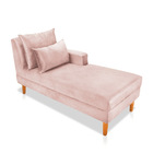 Divã Chaise Chloe 160 Cm Veludo Rosê Pés Chanfrado Castanho M