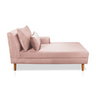 Divã Chaise Chloe 160 Cm Veludo Rosê Pés Chanfrado Castanho M