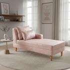 Divã Chaise Chloe 160 Cm Veludo Rosê Pés Chanfrado Castanho M