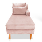 Divã Chaise Chloe 160 Cm Veludo Rosê Pés Chanfrado Castanho M