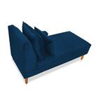 Divã Chaise Jade 1,60 Cm Pés Chanfrado Suede Azul Marinho
