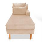 Divã Chaise Jade 1,60 Cm Pés Chanfrado Suede Bege