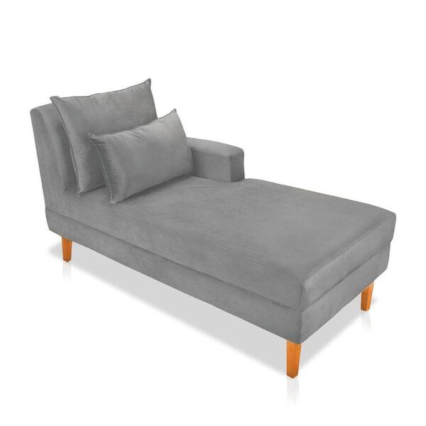 Divã Chaise Jade 1,60 Cm Pés Chanfrado Suede Cinza | Leroy Merlin